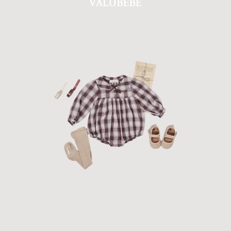 valubebe/46. check ribbon romper 6M-18M