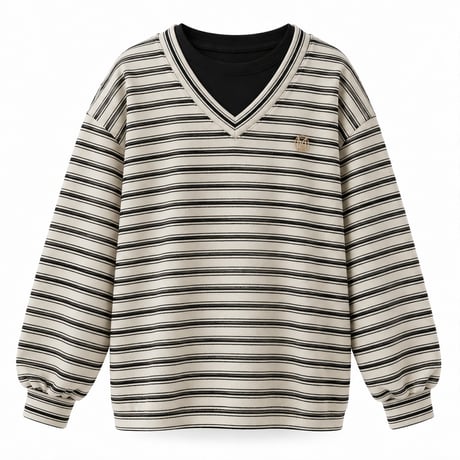 sm2/2. compotable v neck rayerd man-to-man 9-17