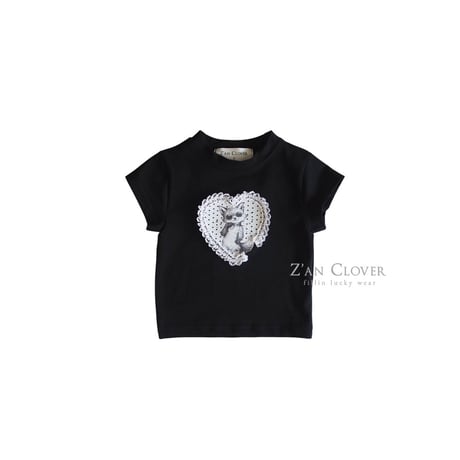 zanclover/145. lace heart cats T-shirt 13-19