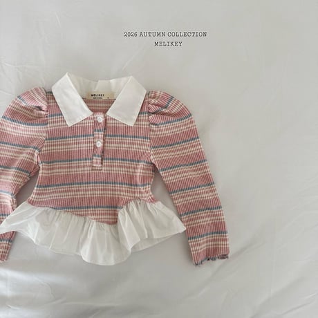 melikey/35. oblique fril collar T-shirt XS-XL