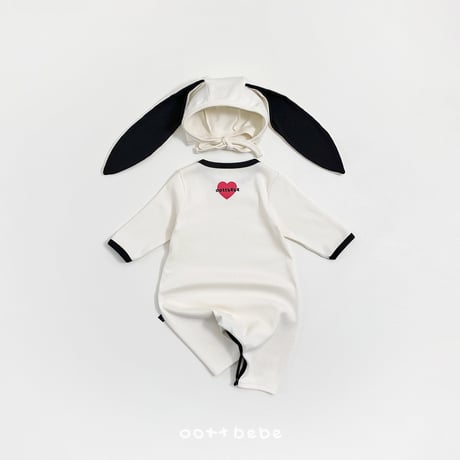 oottbebe/3. modal heart suit + rabbit bonnet set S(0-6M)-M(6-12M)