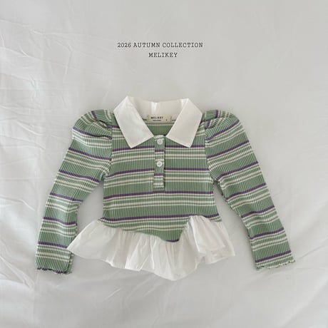 melikey/35. oblique fril collar T-shirt XS-XL