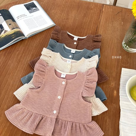 ohho/8. from knit fril vest S-2XL