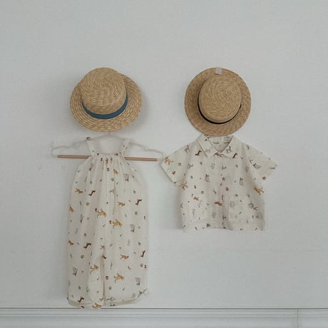 minirobe/27.  Puppy Pattern Overalls  S-XL