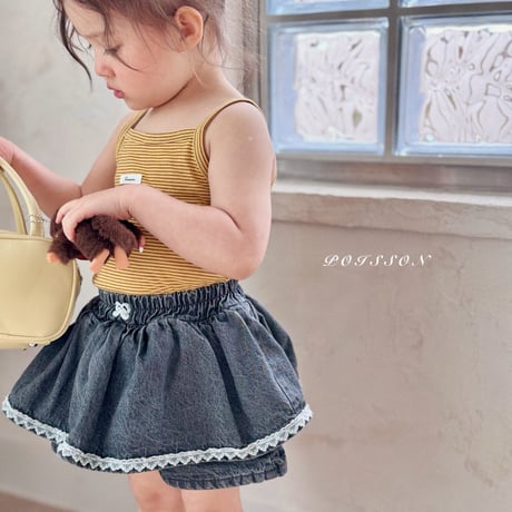 poisson/66. black denim pants skirt JS-JM