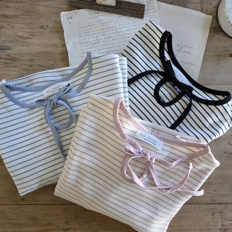 monatelier/27. ribbon stripe T-shirt S-2XL