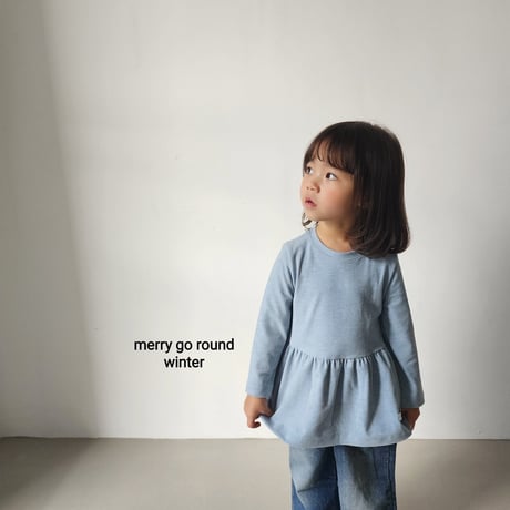merrygoround/23. peach span fril T-shirt XS-2XL