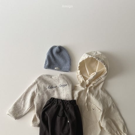 amigo/47. waffle embroidery T-shirt XS-XL