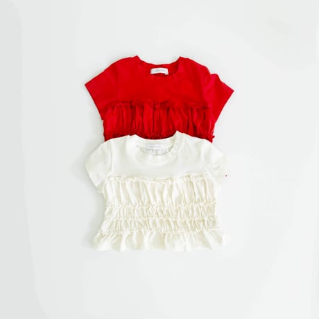urbanrabbit/24. Frill Shirring Short Sleeve Tee XS-XL
