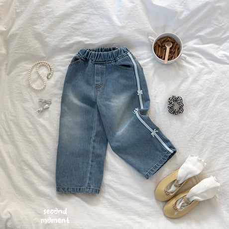 secondmoment/5. kitch ribbon denim pants S-XL
