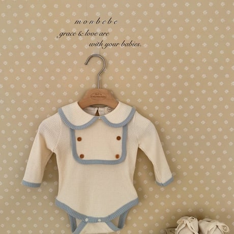 monbebe/38. boy bib waffle suit S(3-6M)-L(12-24M)
