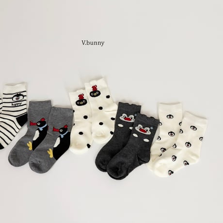 vbunny/49. penguin socks set M(130-150)-XL(180-210)