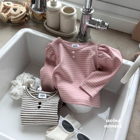 secondmoment/75. puff stripe T-shirt JS-JL