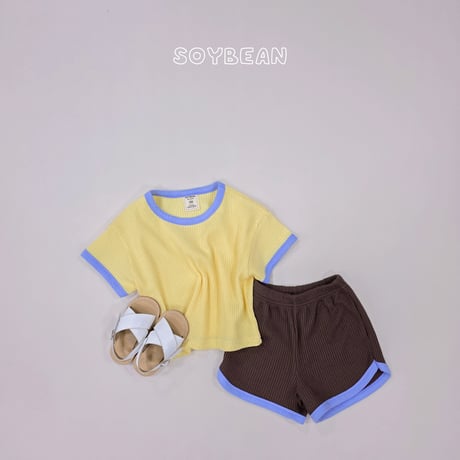 soybean/135. plan ) color mix waffle updown set XS-XL