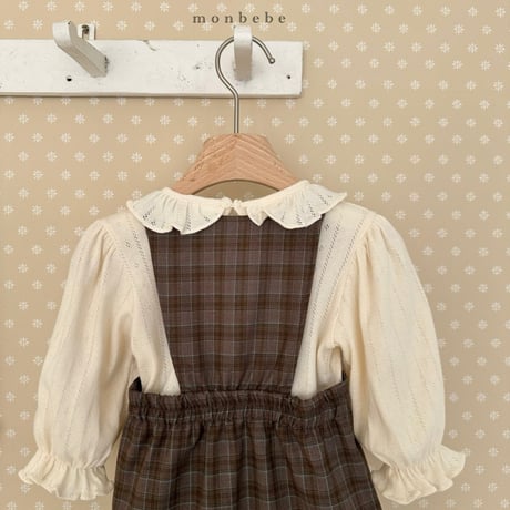 monbebe/7. romi check one-piece S(1-2Y)-L(5-6Y)