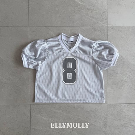 ellymolly/107. mesh puff v neck T-shirt 5-11