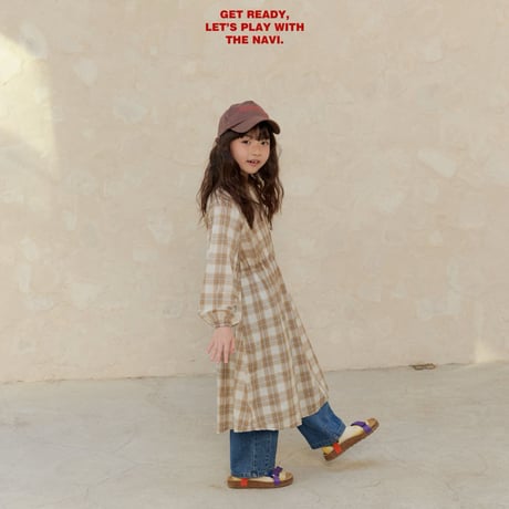 navi/62. check one-piece 2XL-JL