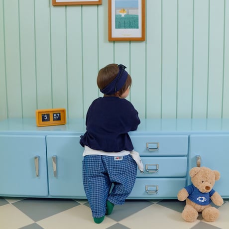 oottbebe/22. denim check pants XS(0-1Y)-XL(4-5Y)