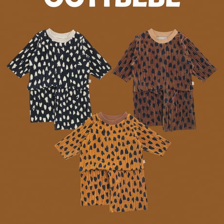 oottbebe/3. velvet leopard plitch updown set XS(0-1Y)-XL(4-5Y)