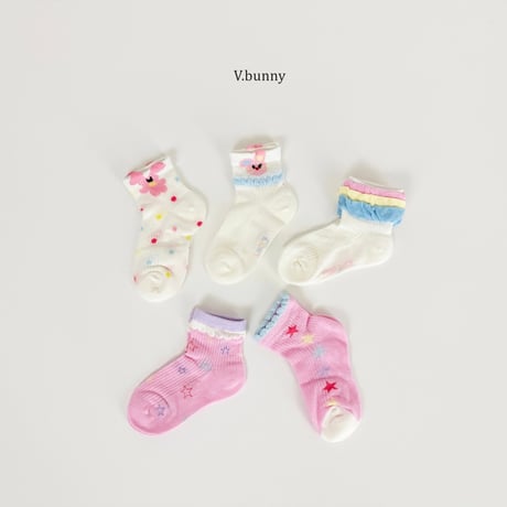 vbunny/83. star fril socks set M(130-150)-XL(180-210)