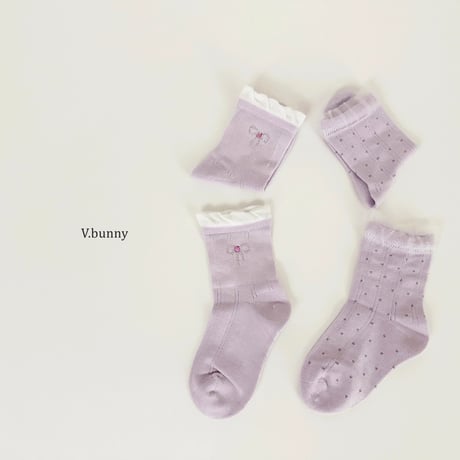 vbunny/76. raven fril socks set M(130-150)-XL(180-210)