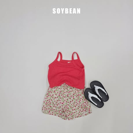soybean/158. plan ) strawberry flower sleeveless updown set XS-XL