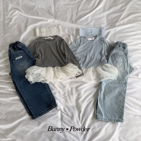 bunnypowder/105. heart denim pants 2XL-4XL