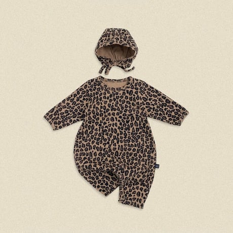 oottbebe/15. (bebe) little leopard FullBody suit bonnet set S(0-6M)-M(6-12M)