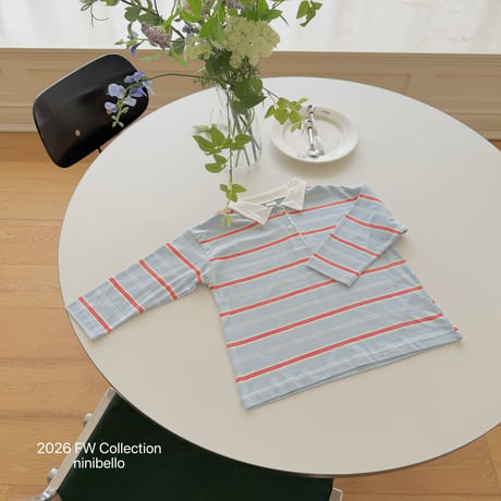 ninibello/38. Milky Stripe Collar T-shirt ADULT