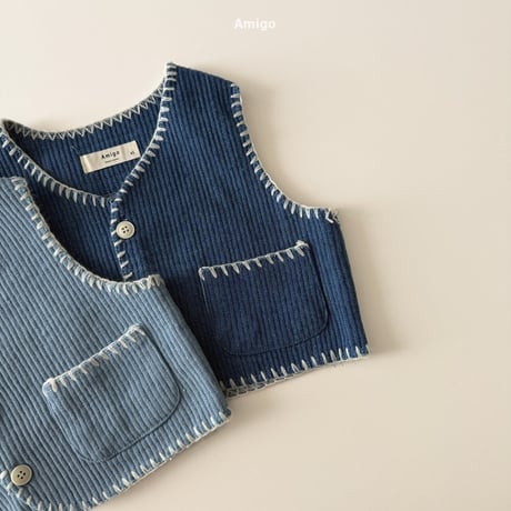 amigo/27. denim mello vest XS-XL