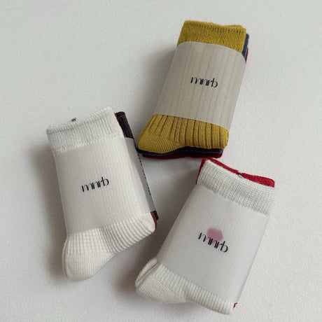 minirobe/47. Basic Waffle Socks 3Set XS-M