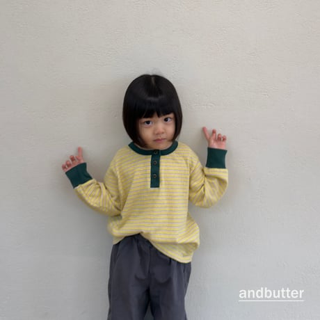 andbutter/31. Stripe Henley T-Shirt S-XL