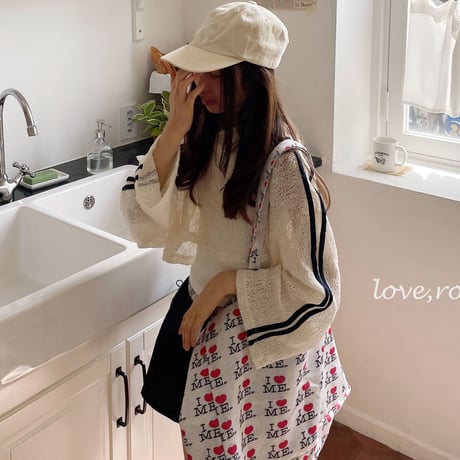 loverosie/114. knit lace tape tee hood 2XL