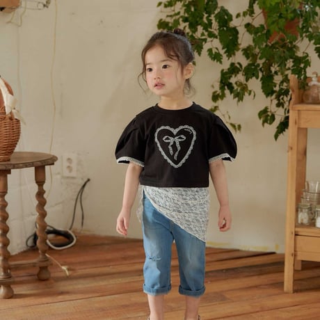 melikey/11. heart ribbon T-shirt XS-XL