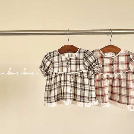 valubebe/68. checkcheck puff blouse 6M-S