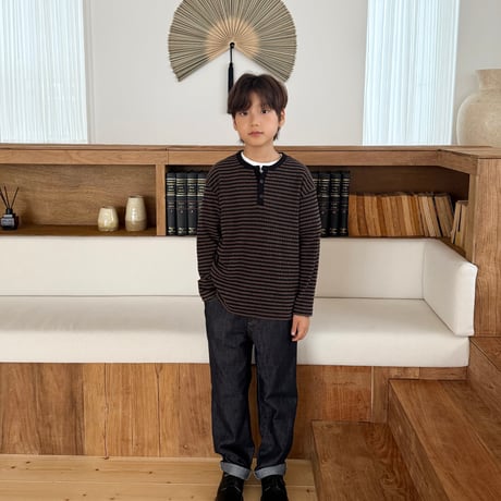 fromi/71. Striped Henley Tee? S-XL