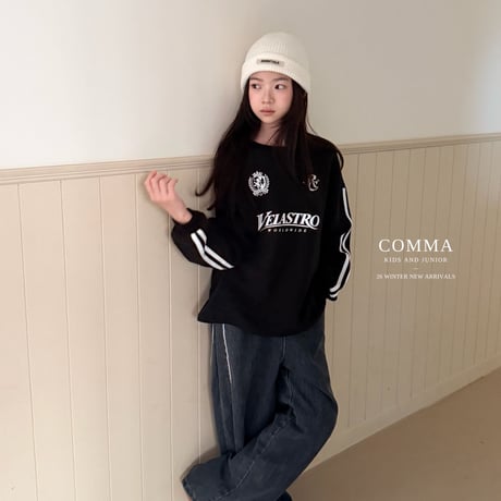 comma/87. sleeve two line T-shirt 160-170
