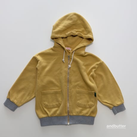 andbutter/64. Tone-on-Tone Pocket Zip-Up Hoodie JS-JM