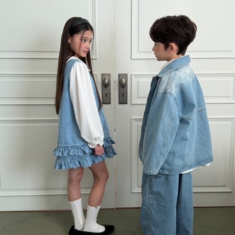 ellymolly/127. denim little pocket one-piece 5-11