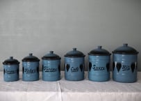 フランス　アンティーク　JAPY ホーロー　キャニスター JAPY社アンティーク・ホーローポット2段（フラワー