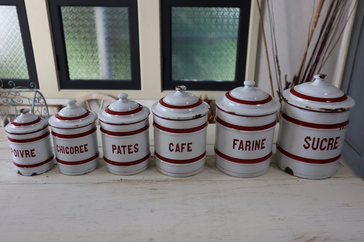 フランスアンティーク　FARINEキャニスター フランスから入荷♪エトワール社アンティークキャニスター6客セット