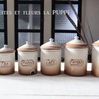 フランス　アンティーク　JAPY ホーロー　キャニスター アンティーク フレンチホーローキャニスター JAPY パンジーフランス