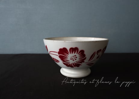 フランス DIGOIN（ ディゴワン）カフェオレボウルFleurs rouge marron