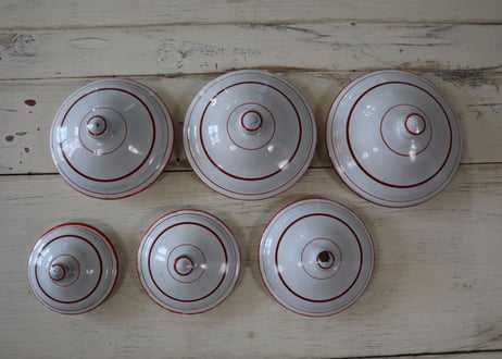 フランスから入荷♪アンティークキャニスター６客　市松模様とレタリング