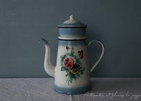 フランスから到着♪JAPY社アンティーク・ホーローポットハーフRoses, pensées et dégradé de bleu