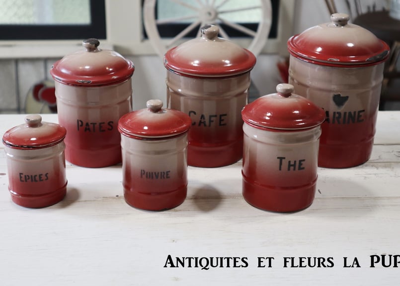 アンティークキャニスターCNEB BELGIQUE rouge 6客セット | Antiqui