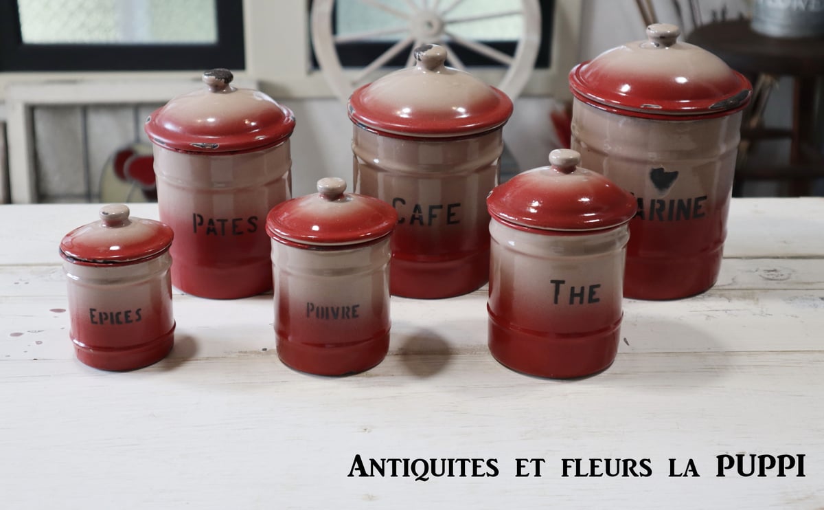 アンティークキャニスターCNEB BELGIQUE rouge 6客セット | Antiqui