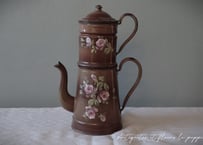 Kアンティーク　ホーロー　ポット　エトワール社　ライトブルー　ホワイト アンティーク 