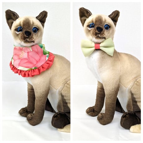 [3WAY Pet Collar]   (large) Vintage Kimono Fabric Collar for Dogs and Cats ( bow tie, Apron, Bib)