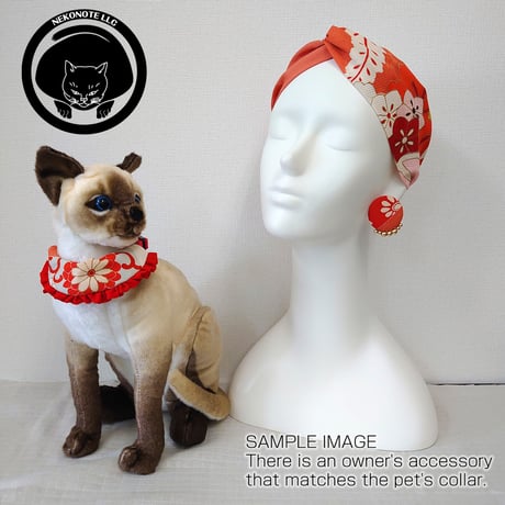 [Headband, Turban] Vintage Kimono Fabric, red, orange, handmade
